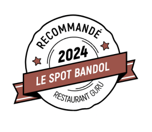 <link href="https://awards.infcdn.net/2024/circle_v2.css" rel="stylesheet"/><div id="circle-r-ribbon" onclick="if(event.target.nodeName.toLowerCase() != 'a') {window.open(this.querySelector('.r-ribbon_title').href);return 0;}" class=""> <div class="r-ribbon_ahead "> <svg xmlns="http://www.w3.org/2000/svg" xmlns:xlink="http://www.w3.org/1999/xlink" width="160px" height="160px" viewBox="0 0 160 160"> <defs> <path id="heading-arc" d="M 30 80 a 50 50 0 1 1 100 0"></path> </defs> <text class="r-ribbon_ahead-heading " fill="#000" text-anchor="middle"> <textPath startOffset="50%" xlink:href="#heading-arc">Recommandé</textPath> </text> </svg> </div> <p class="r-ribbon_year">2024</p> <a href="https://restaurantguru.com/Le-Spot-Bandol" class="r-ribbon_title " target="_blank">Le Spot BANDOL</a> <div class="r-ribbon_ahead r-ribbon_ahead-bottom"> <svg xmlns="http://www.w3.org/2000/svg" xmlns:xlink="http://www.w3.org/1999/xlink" width="120px" height="120px" viewBox="0 0 120 120"> <defs> <path id="subheading-arc" d="M 12 60 a 48 48 0 0 0 96 0"></path> </defs> <text class="r-ribbon_ahead-subh" fill="#000" text-anchor="middle"> <textPath startOffset="50%" xlink:href="#subheading-arc"><a href="https://restaurantguru.com" target="_blank">Restaurant Guru</a></textPath> </text> </svg> </div></div>